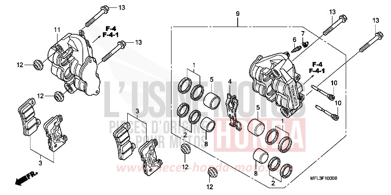 ETRIER DE FREIN AVANT von CBR1000RR "Fireblade" NOIR (NH1) von 2009